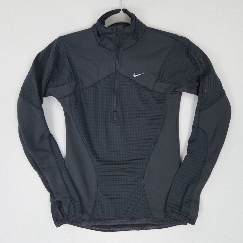 Nike Jacket Womens XS Black Therma Fit Half Zip Pullover Activewear Vintage